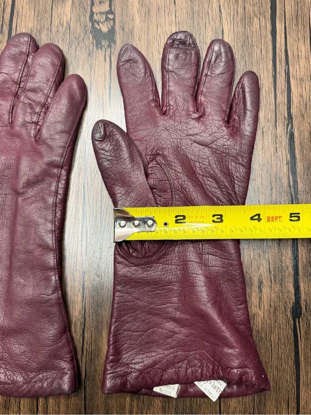 Vintage B ALTMAN CO Burgundy Leather cashmere Gloves 7